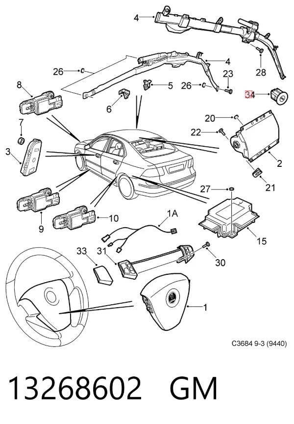 Кнопка відключення подушок безпеки AIRBAG 13268602 General Motors