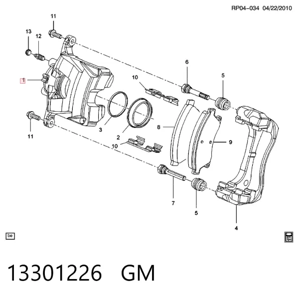 Супорт гальмівний передній лівий 13301226 General Motors