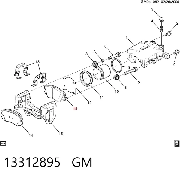 Передні тормозні колодки 13312895 General Motors
