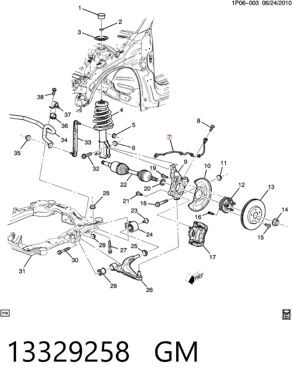 Датчик АБС передній 13329258 General Motors
