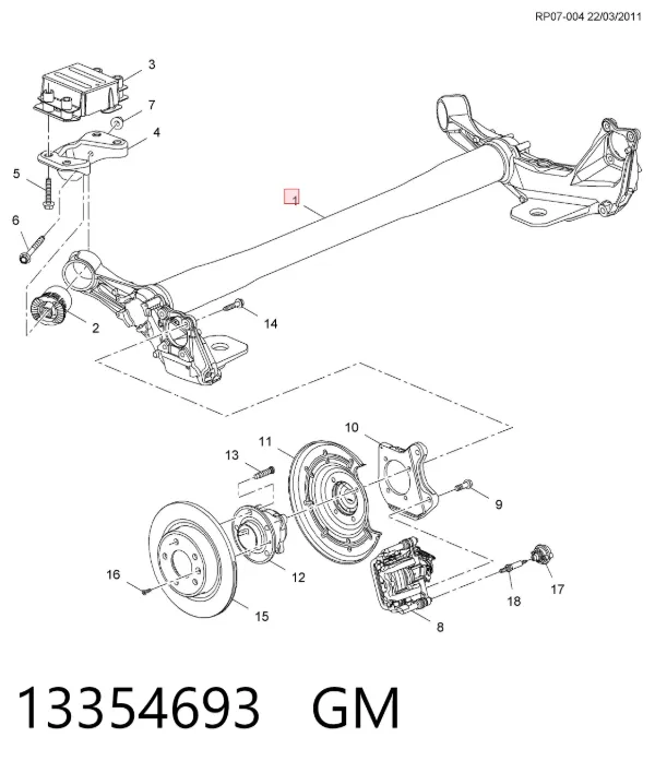 Балка задня 13354693 General Motors