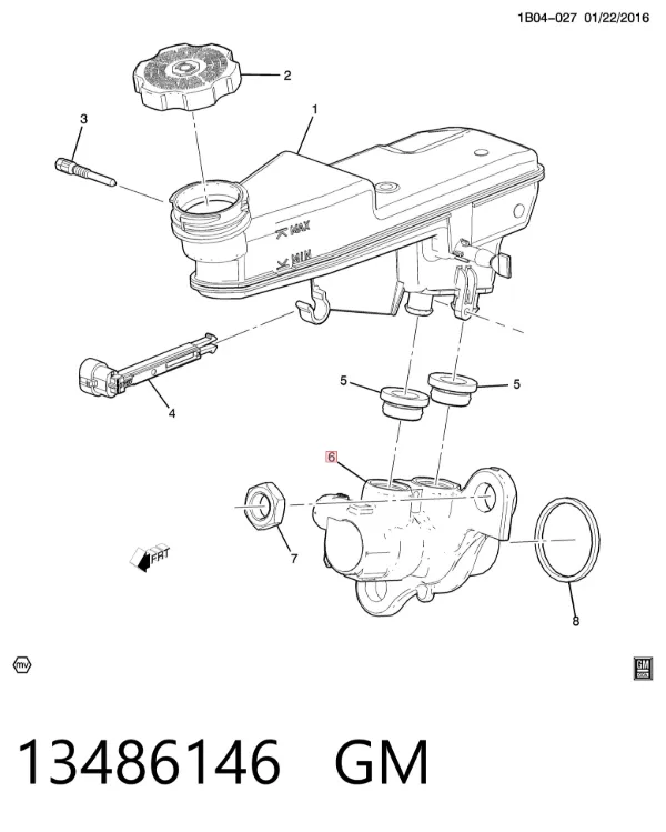 Головний гальмівний циліндр 13486146 General Motors