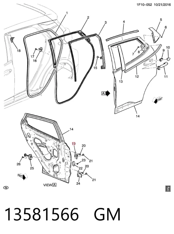 Петля заднтої двері, лівої 13581566 General Motors