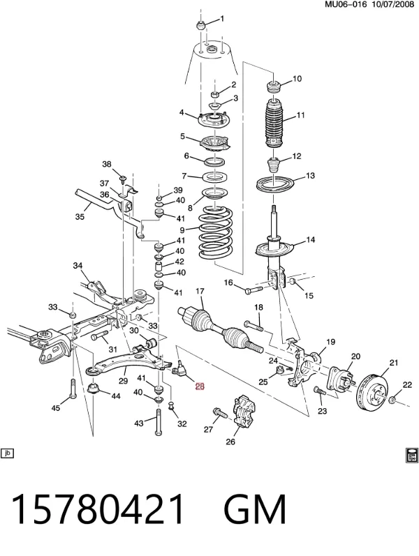 Кульова опора, нижня 15780421 General Motors