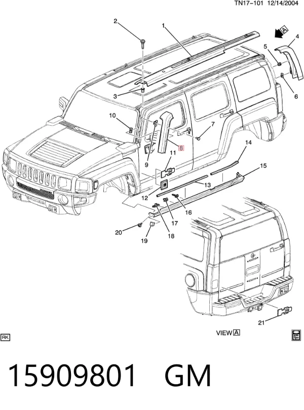Молдинг лобового скла, лівий 15909801 General Motors