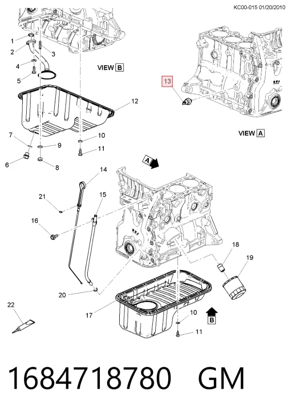 Датчик тиску масла 1684718780 General Motors