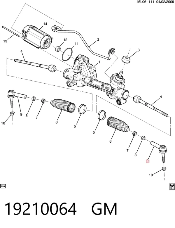 Накінечник поперечної рульової тяги 19210064 General Motors
