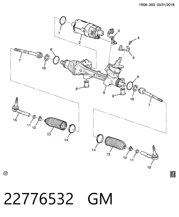Пильник рульової рейки 22776532 General Motors