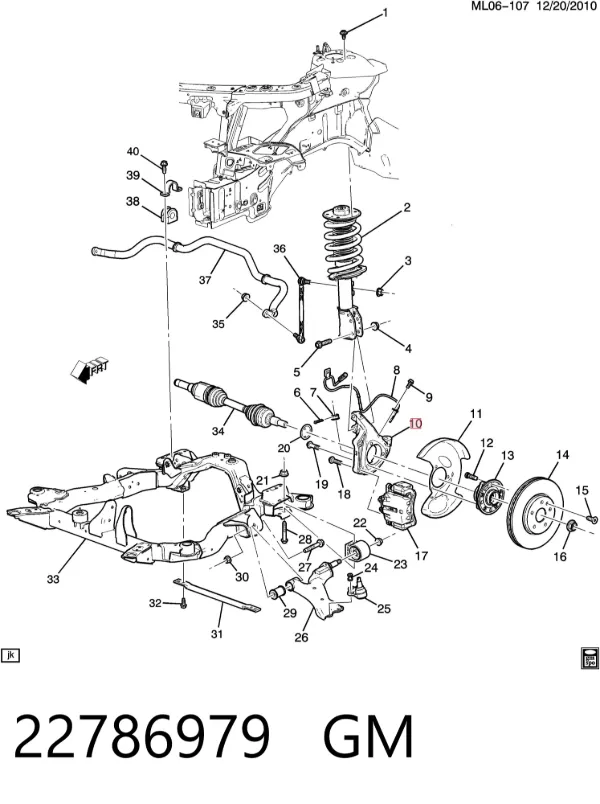 Цапфа - поворотний кулак передній, лівий 22786979 General Motors