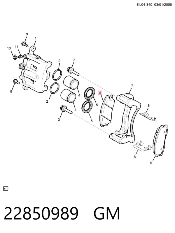 Передні тормозні колодки 22850989 General Motors