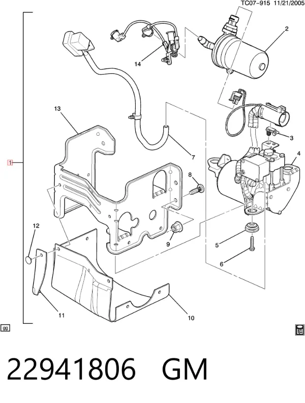 Компресор пневмопідкачки (амортизаторів) 22941806 General Motors