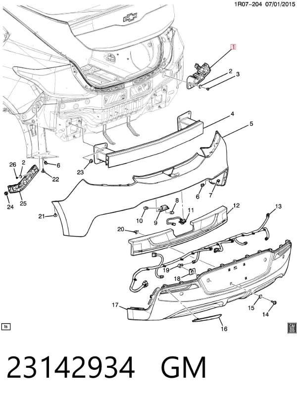 Кронштейн бампера заднього, лівий 23142934 General Motors