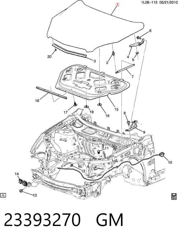 Капот 23393270 General Motors