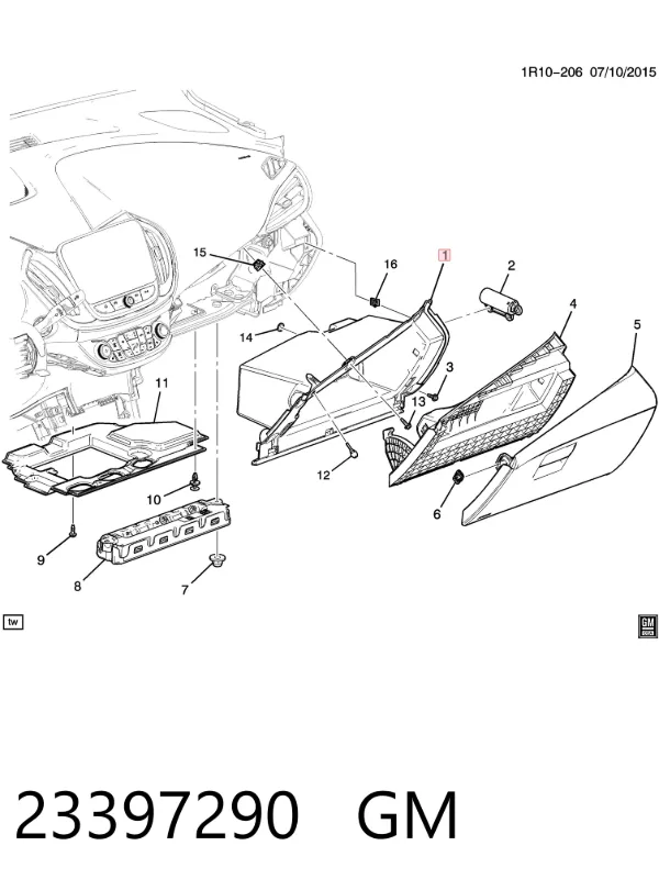 Ящик для рукавичок (бардачок) 23397290 General Motors