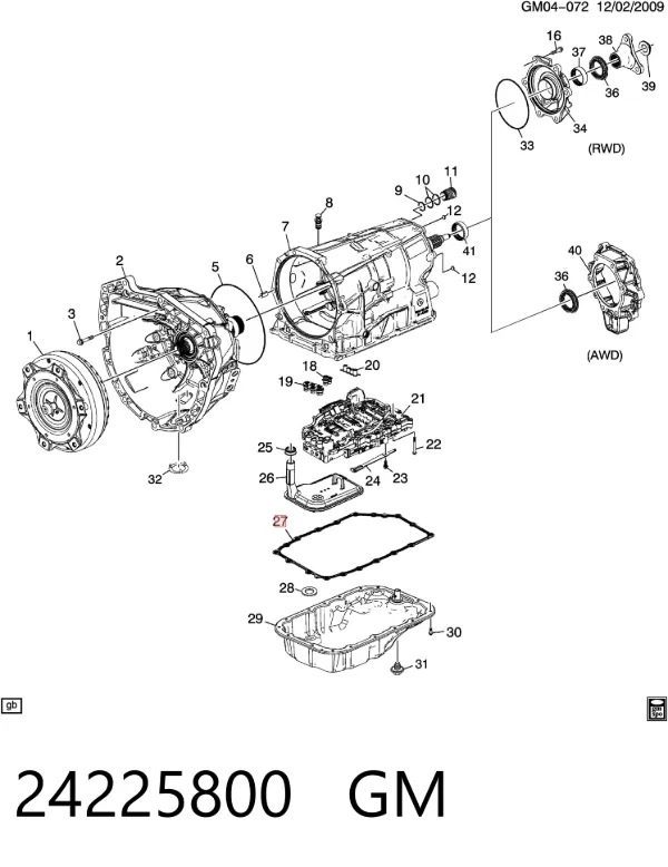 Прокладка піддону АКПП 24225800 General Motors