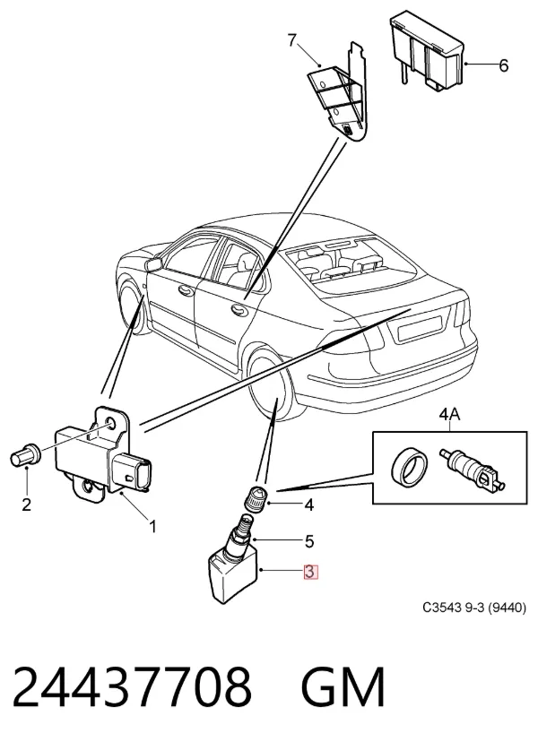 Датчик тиску в шинах 24437708 General Motors