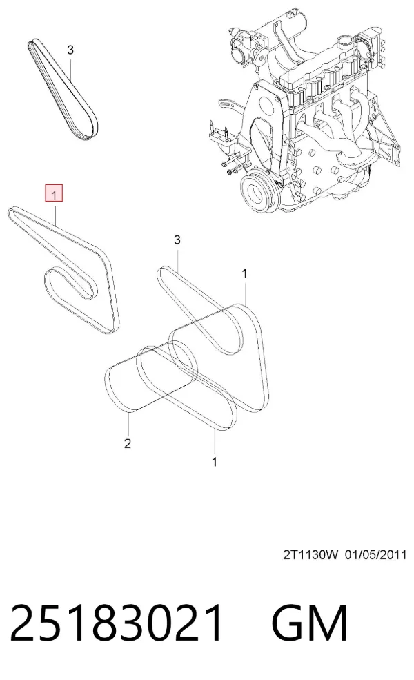 Ремінь генератора 25183021 General Motors