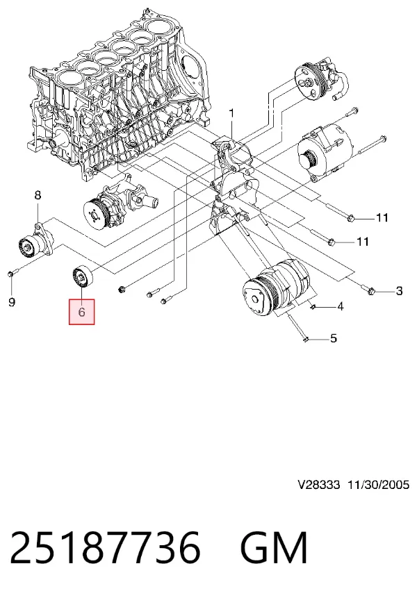 Ролик приводного ременя, паразитний 25187736 General Motors