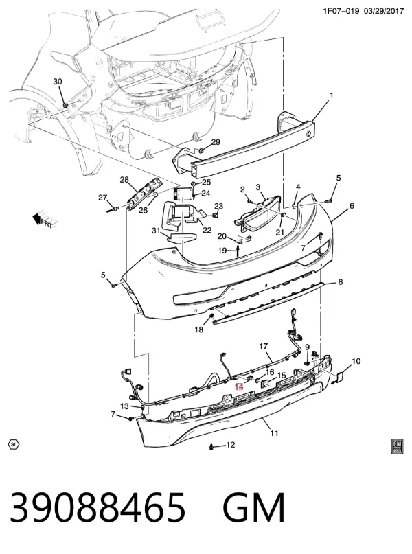 Датчик сигналізації паркування (парктронік), задній 39088465 General Motors