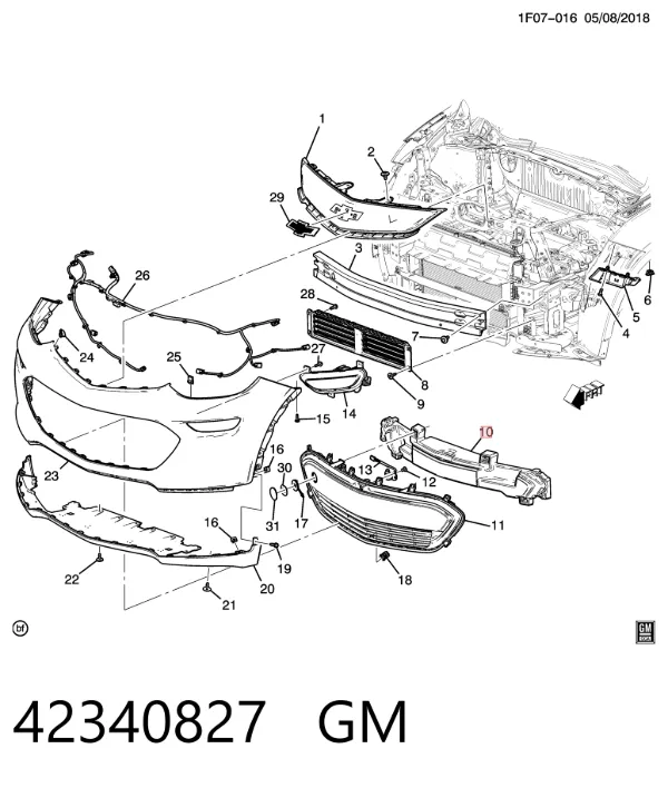 Абсорбер (наповнювач) бампера переднього 42340827 General Motors