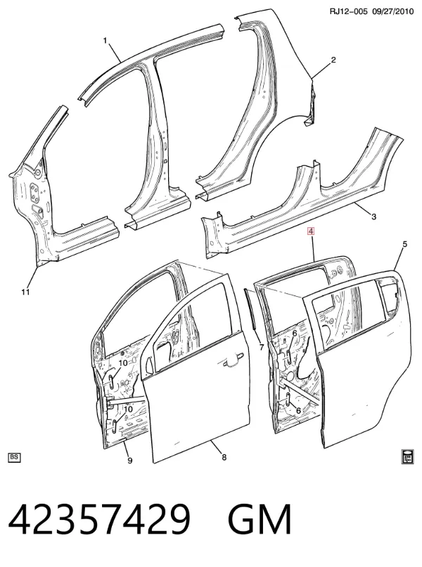 Двері задні, ліві 42357429 General Motors