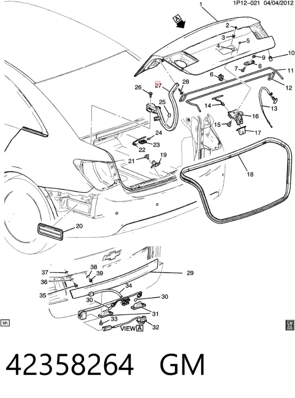 Петля кришки багажника 95971948 Opel