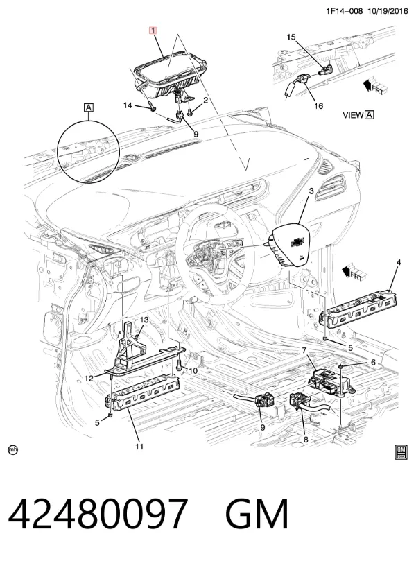 Подушка безпеки, пасажирська, AIRBAG 42480097 General Motors