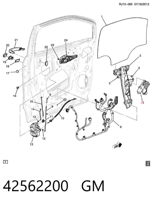 Склопідйомник передньої лівої двері 42562200 General Motors