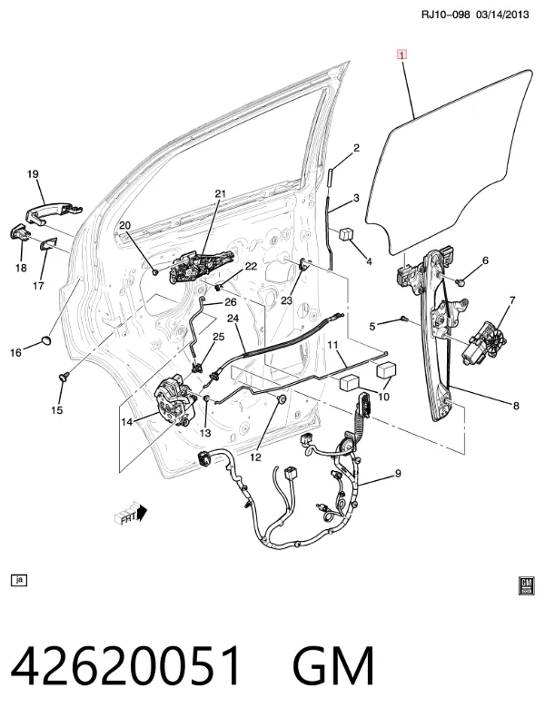 Скло задньої двері правої 42620051 General Motors