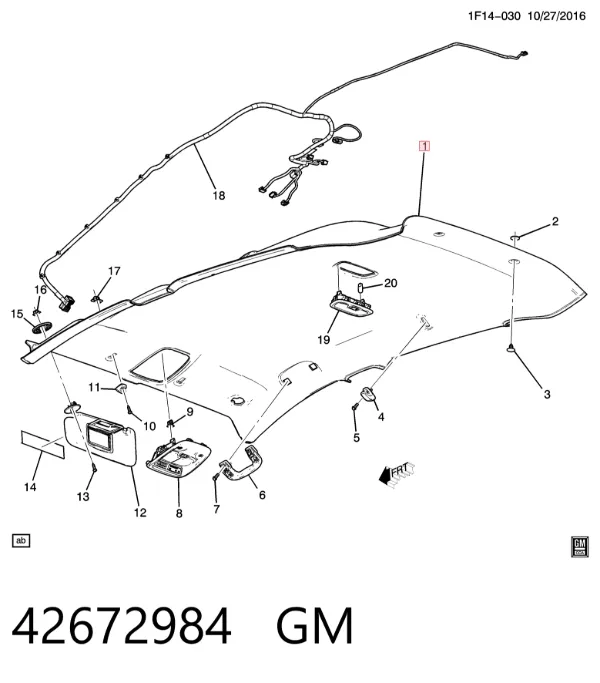 Оббивка даху (стеля) 42672984 General Motors