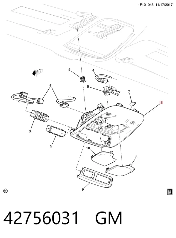 Плафон освітлення кабіни 42756031 General Motors