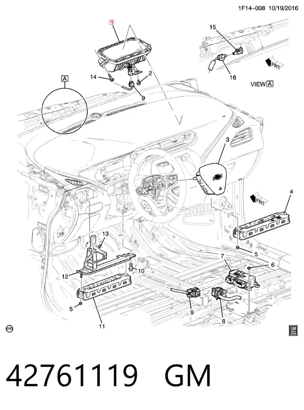 Подушка безпеки, пасажирська, AIRBAG 42761119 General Motors