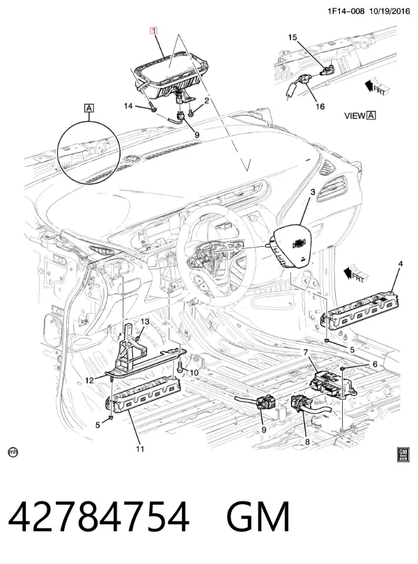 Подушка безпеки, пасажирська, AIRBAG 42784754 General Motors