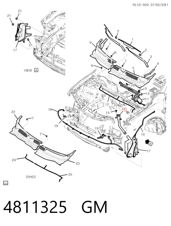 Горловина бачка омивача 4811325 General Motors
