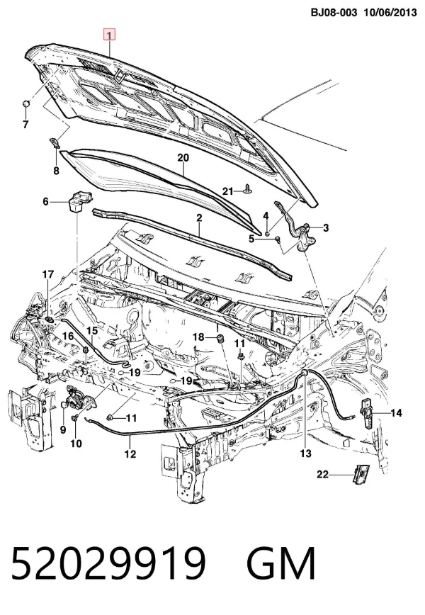 Капот 52029919 General Motors