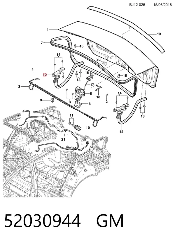 Петля кришки багажника 52030944 General Motors