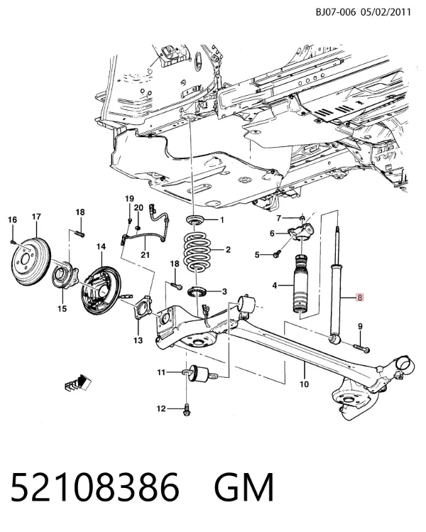 Амортизатор задній 52108386 General Motors