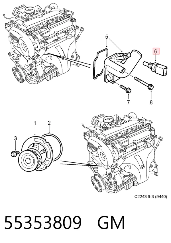 Датчик температури охолоджуючої рідини 55353809 General Motors