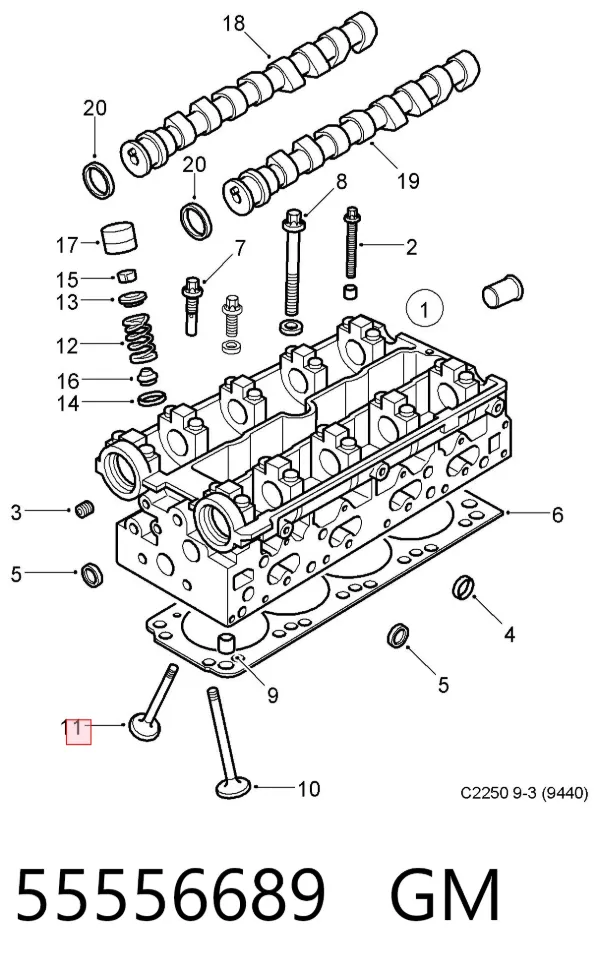 Клапан випускний 55556689 General Motors