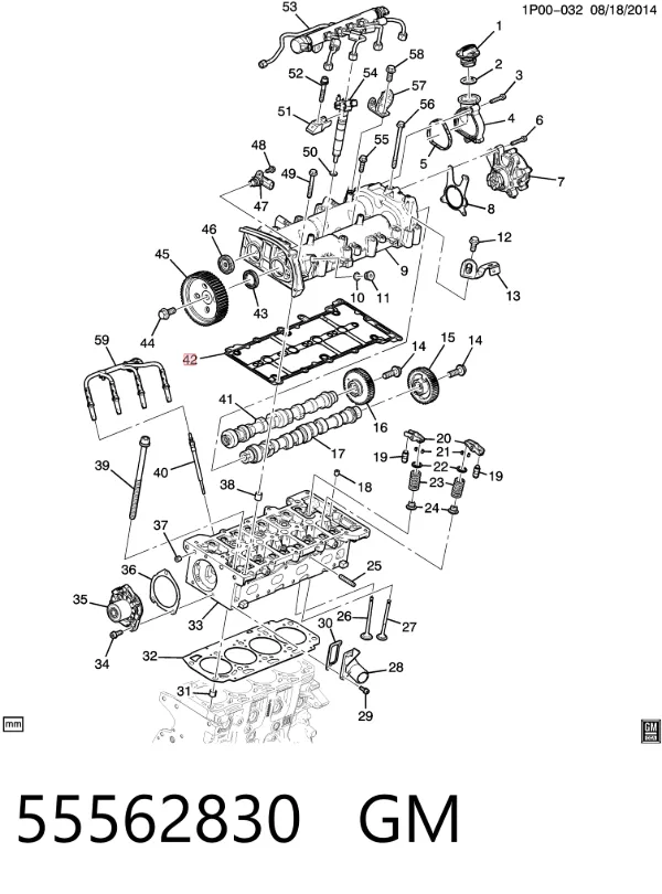 Прокладка клапанної кришки 55562830 General Motors