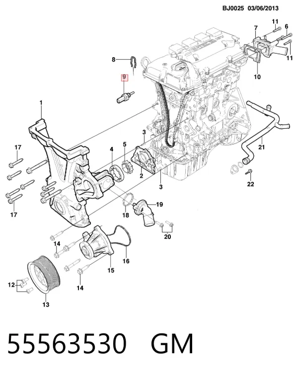 Датчик температури охолоджуючої рідини 55563530 General Motors