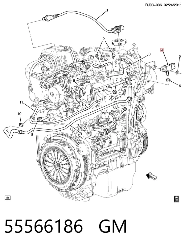 Датчик тиску вихлопних газів 55566186 General Motors