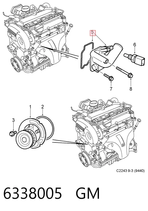 Корпус термостата 6338005 General Motors