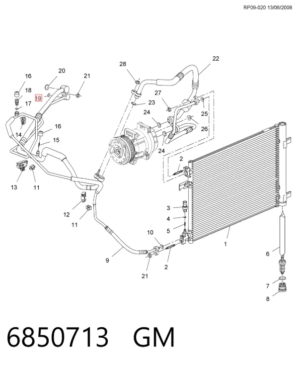 Кільце ущільнююче шланга компресора, нагнітального 6850713 General Motors