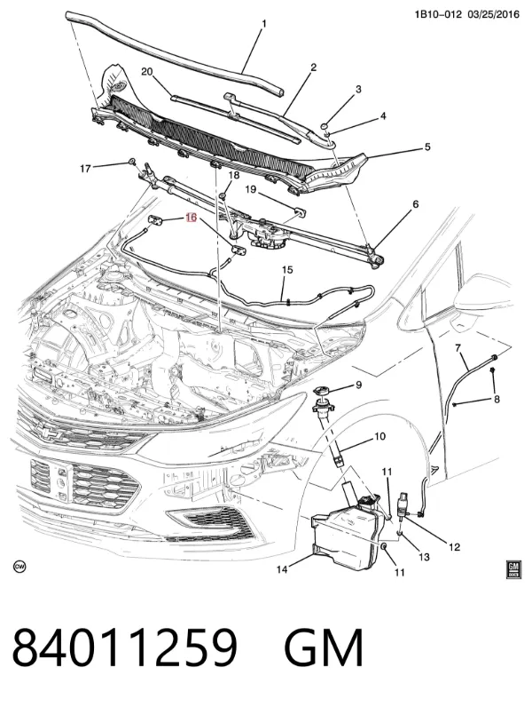 Форсунка омивача 84011259 General Motors