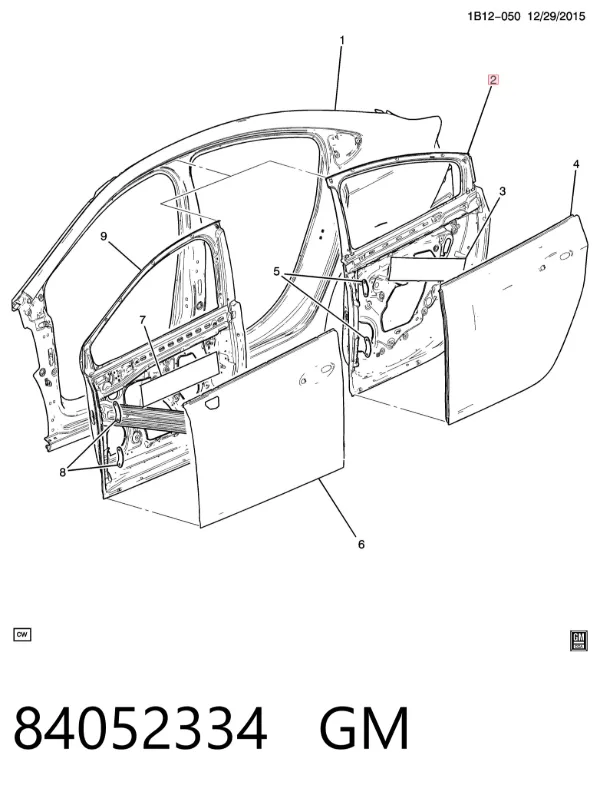 Двері задні, ліві 84052334 General Motors