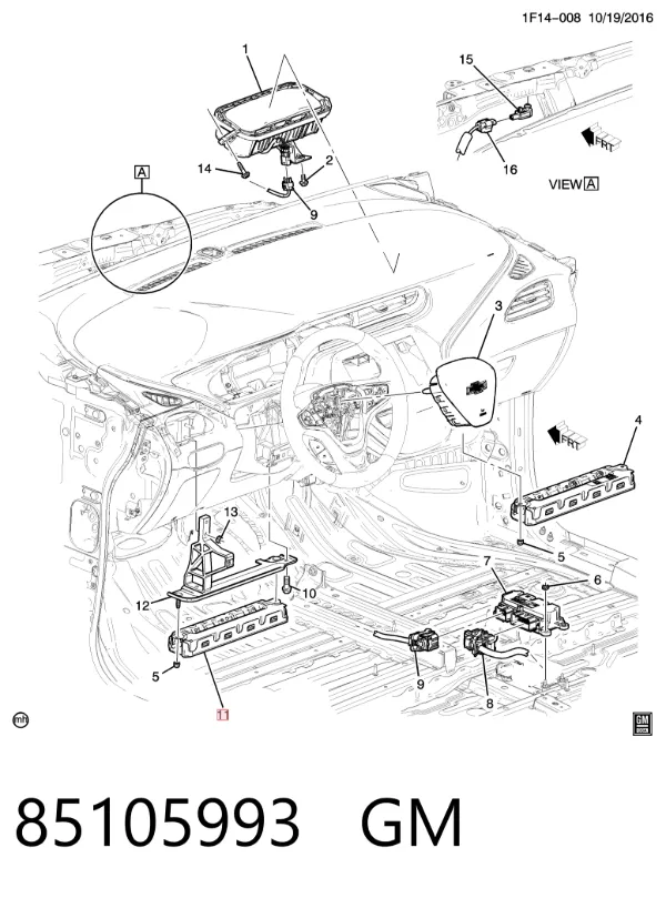 Подушка безпеки, водійська, AIRBAG, захисту колін 85105993 General Motors