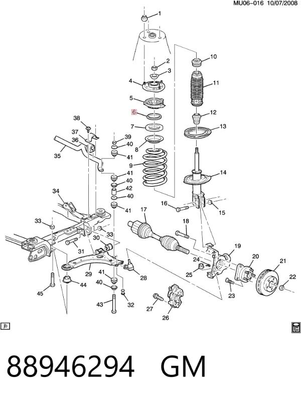 Підшипник опорний амортизатора, переднього 88946294 General Motors