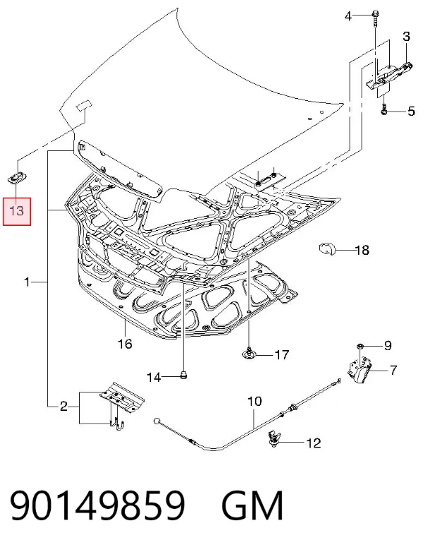 Фіксатор підпори капота 90149859 General Motors