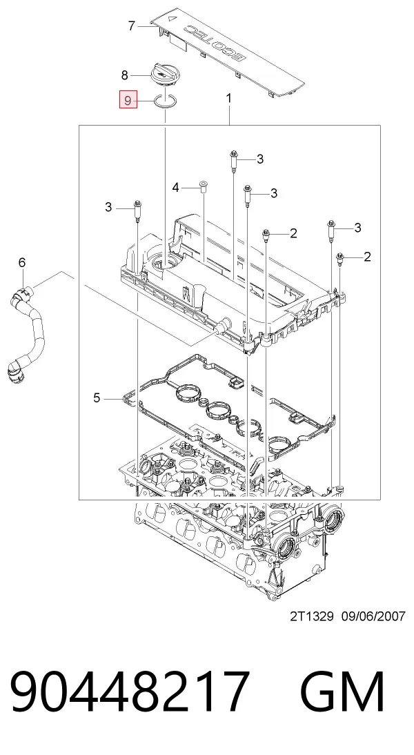 Прокладка кришки горловини, маслозаливної 90448217 General Motors